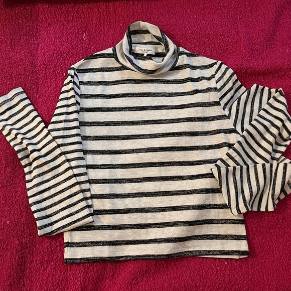 NWOT Rag & Bone Grey Knit Stripe Long Sleeve Turtleneck - Picture 3 of 6